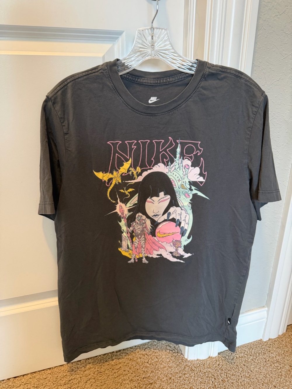 Nike Black Tee with Pink & Yellow Graphic